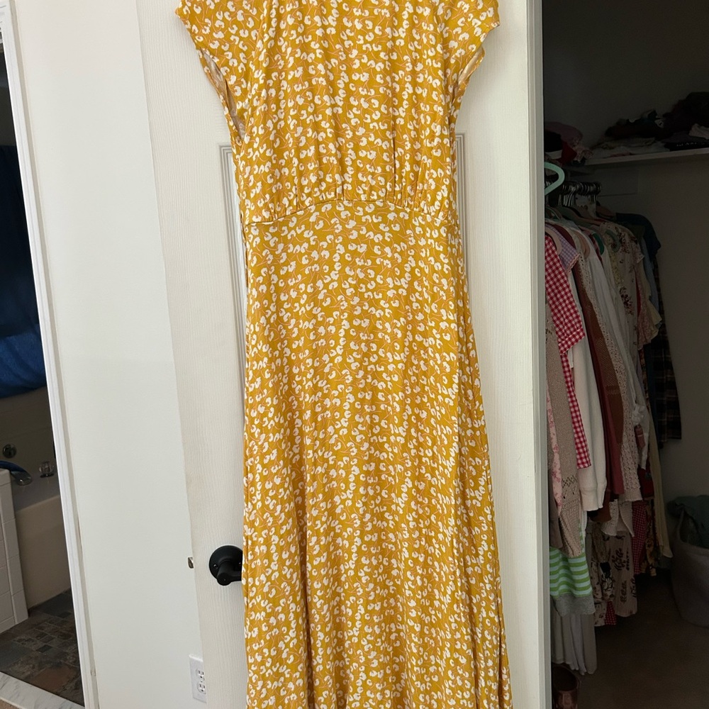 Free People Yellow Floral Wrap Dress - Picture 3 of 5